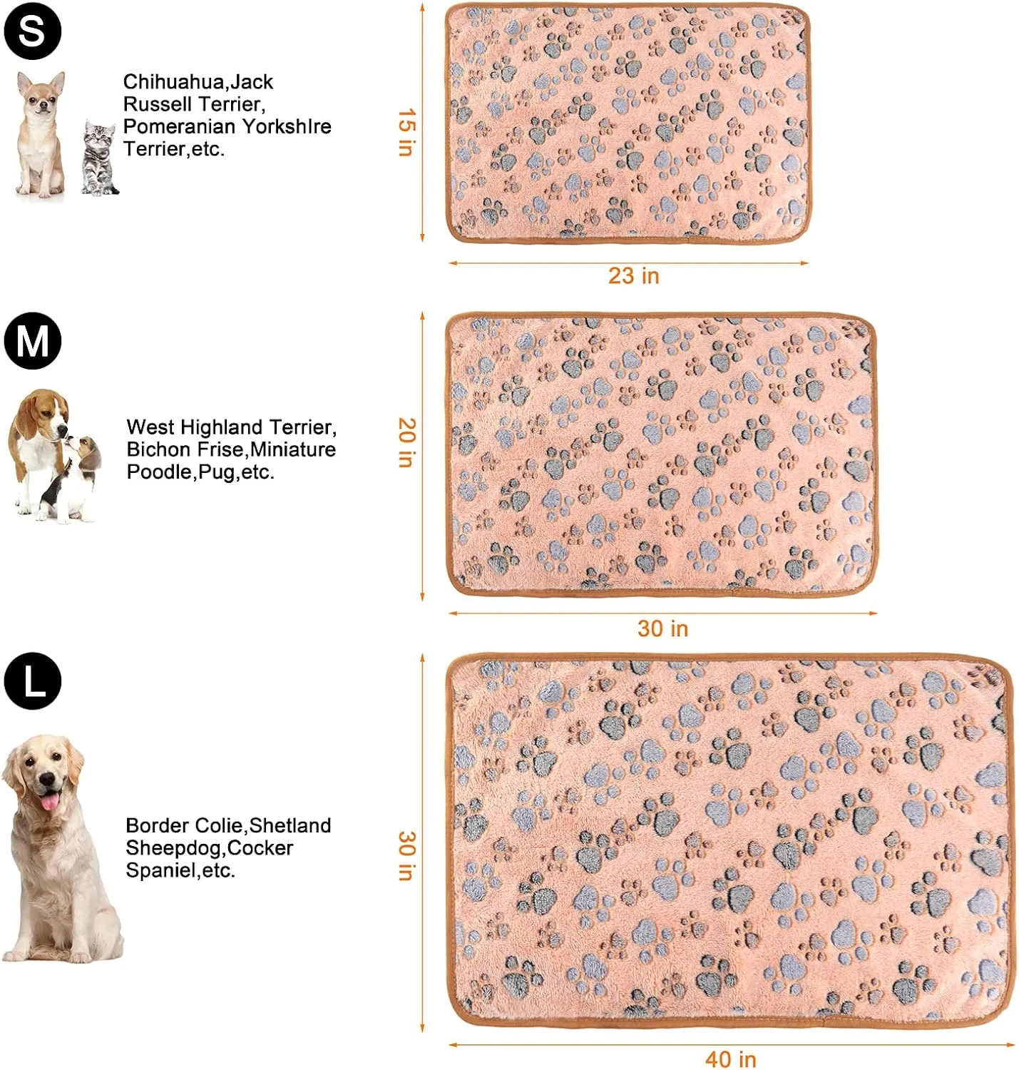 3 Pack Cat and Dog Blanket Soft & Warm Fleece Flannel Sleep Mat, Great Pet Throw for Puppy, Kitten,Cats,Small, Medium & Large Dogs (Medium 30" x 20")