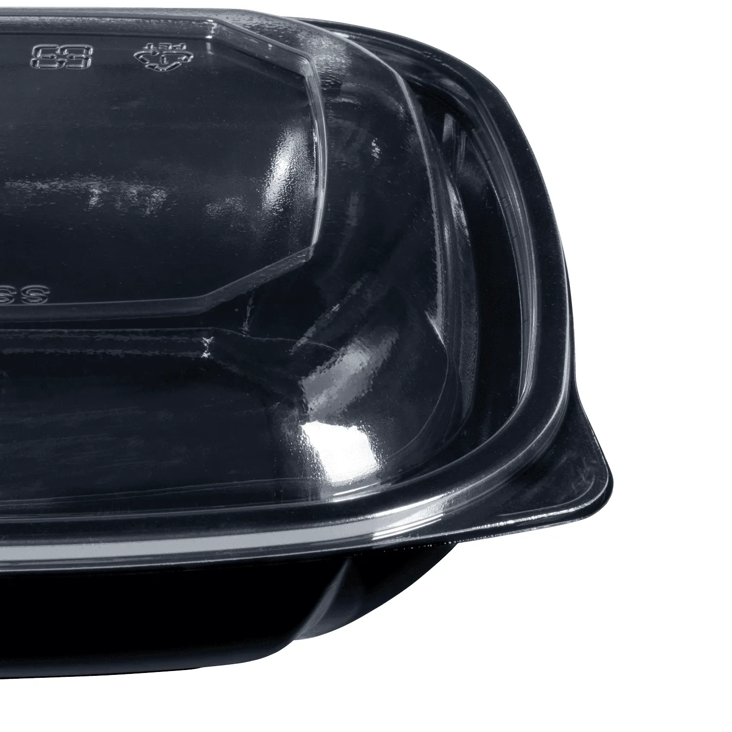 [300 ct] 32 oz Square Disposable Salad Bowl Lids | PET | Black