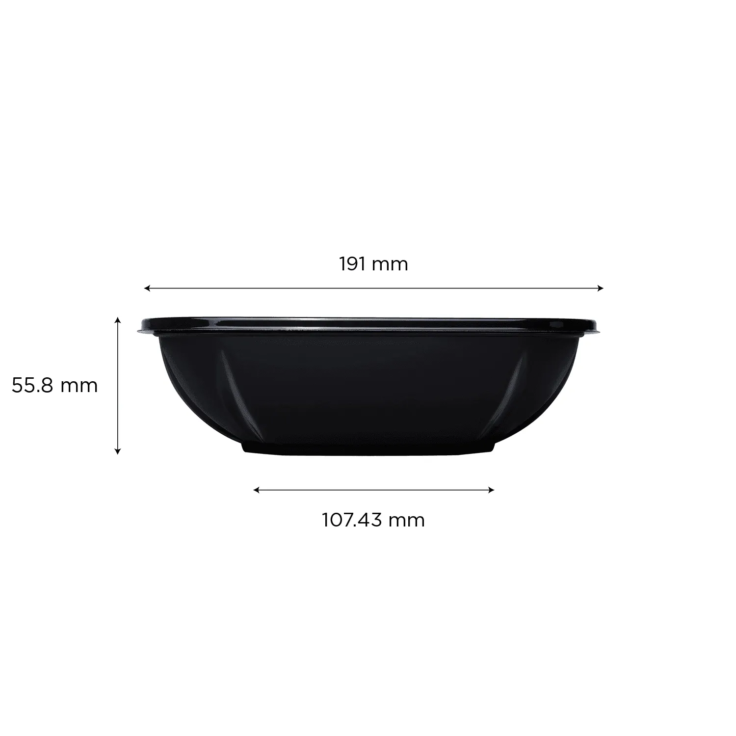 [300 ct] 32 oz Square Disposable Salad Bowl Lids | PET | Black