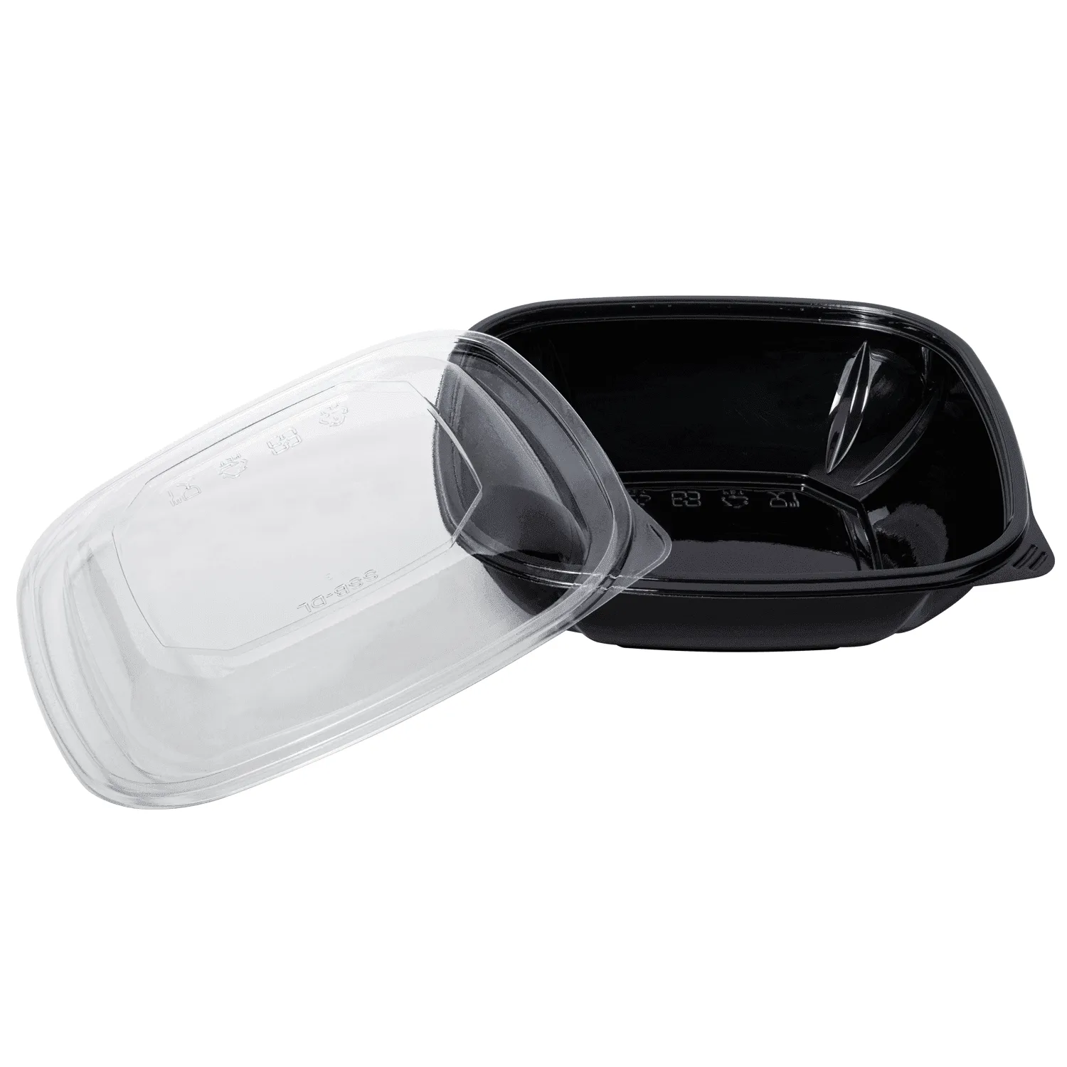 [300 ct] 32 oz Square Disposable Salad Bowl Lids | PET | Black