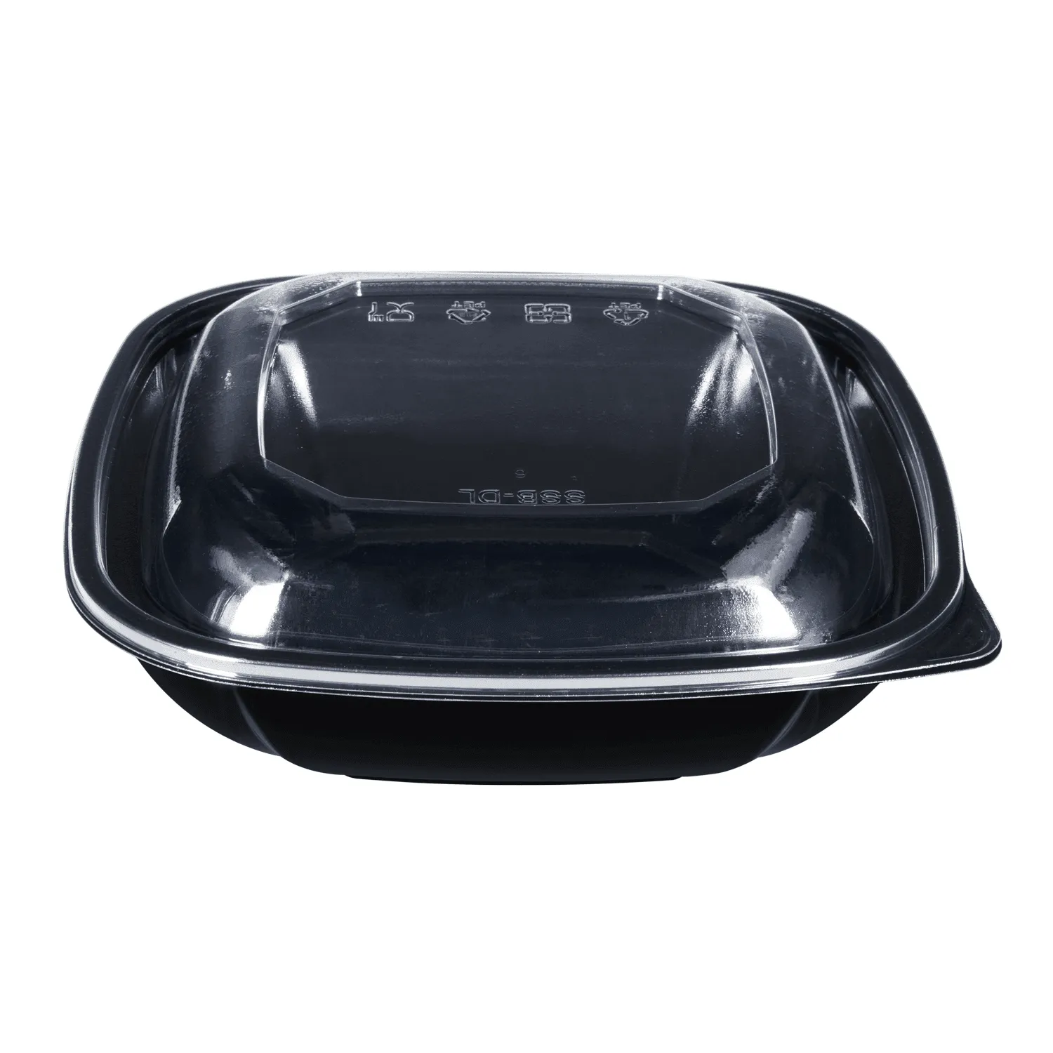 [300 ct] 32 oz Square Disposable Salad Bowl Lids | PET | Black
