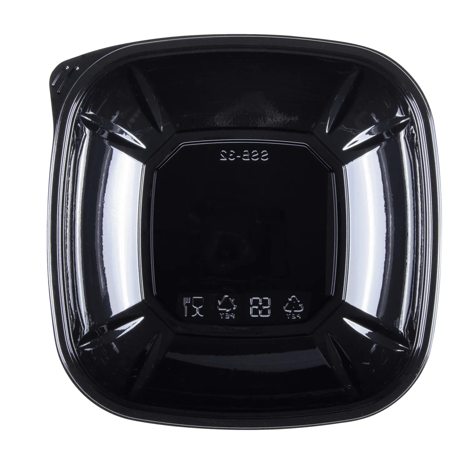 [300 ct] 32 oz Square Disposable Salad Bowl Lids | PET | Black