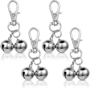 4 Pack Dog Cat Collar Bell, Loud Dog Collar Bells for Pet Training Small Dog Bell Silver Cat Bell for Collar Charm Dog Collar with Bells for Dog