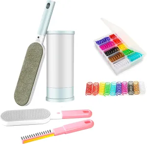40pcs Box Stored Cat Spring Toys and Pet Hair Remover for Clothes, Travelling Size Brush Included, Dog Hair Remover Better Than Lint Roller, Fur Remover for Dogs & Cats,Fur Brush A (Blue)