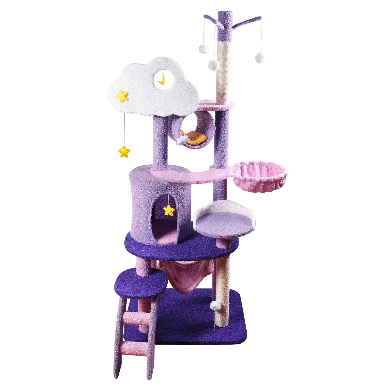 65" Cat Tree with Condo Scratching Post Tower Multi-Level