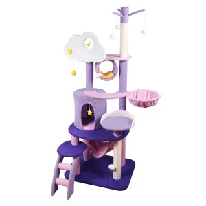 65" Cat Tree with Condo Scratching Post Tower Multi-Level