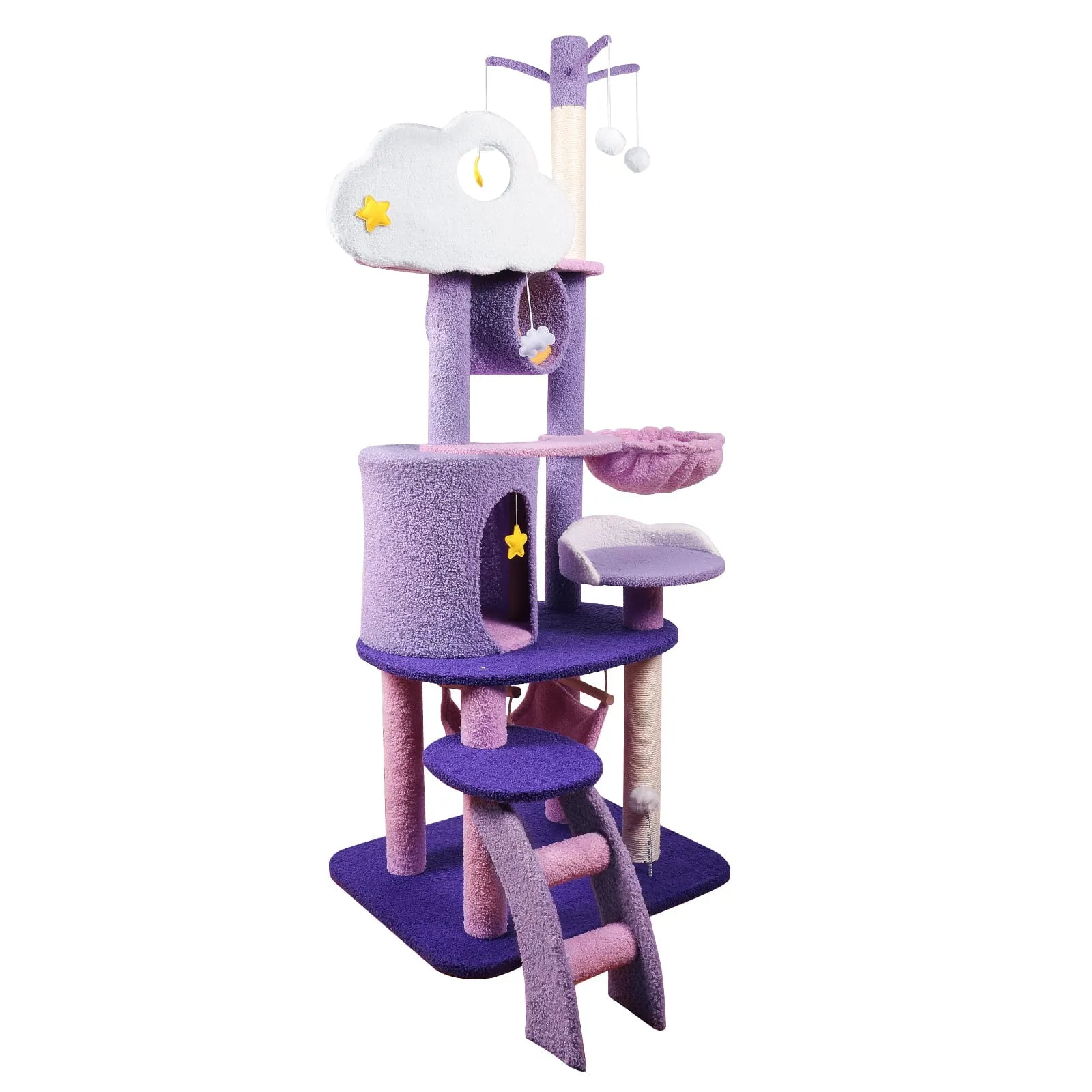 65" Cat Tree with Condo Scratching Post Tower Multi-Level