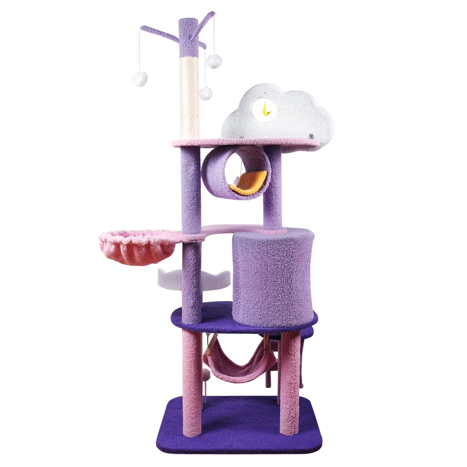 65" Cat Tree with Condo Scratching Post Tower Multi-Level