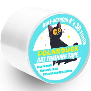 Anti Cat Scratch Tape: 4 inches x 30 Yards Cat Training Tape 100% Transparent Clear Double Sided Cat Scratch Deterrent Tape Furniture Protector for Couch, Carpet, Doors, Pet & Kid Safe