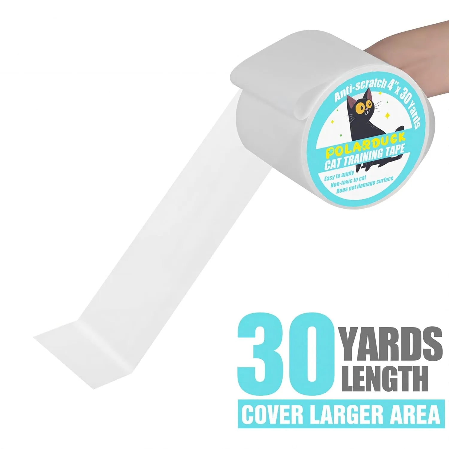 Anti Cat Scratch Tape: 4 inches x 30 Yards Cat Training Tape 100% Transparent Clear Double Sided Cat Scratch Deterrent Tape Furniture Protector for Couch, Carpet, Doors, Pet & Kid Safe