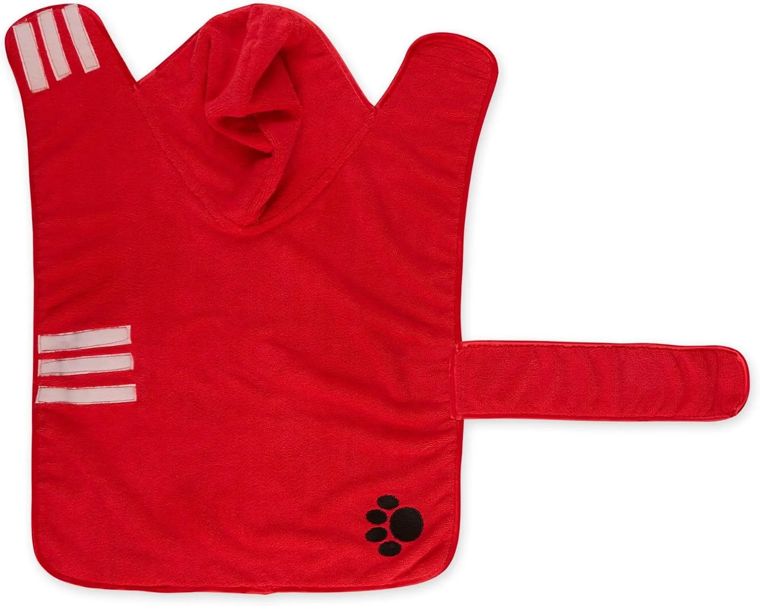 Bone Dry Pet Robe Collection Embroidered Absorbent Microfiber Bath Robe with Adjustable Closure, for Dogs & Cats, Large, Red