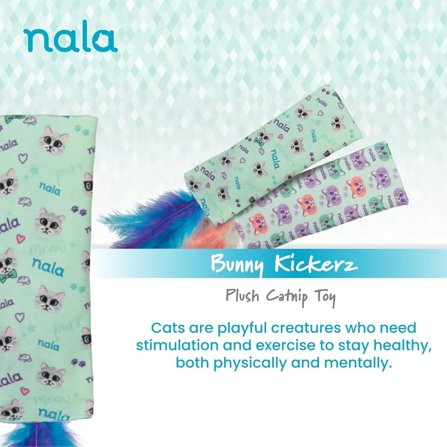 Caitec Presents Nala Cat Bunny Kickerz Catnip Kicker - Interactive Catnip Toy - Chase & Play, 6 Pack