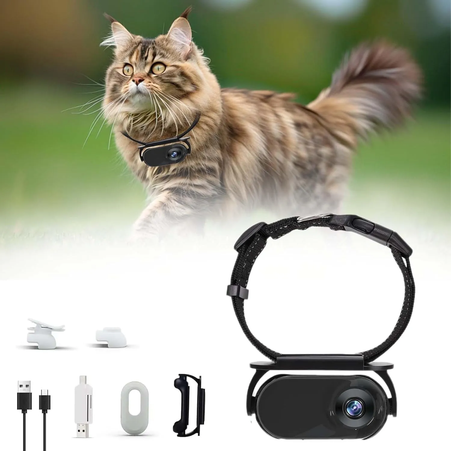 Cat Cam Pro, Catcam Pro, Waterproof 1080p Pet Action Camera, Body Cameras for Pet with Video Record, Cat Collar Camera, Wireless Mini Sport Cam for Dog Adventures Indoor/Outdoor (Black)