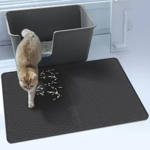 Cat Mat for Litter Box, 28"x20" Cat Litter Mat, Waterproof Litter Trapping Catcher Food Grade Silicone Pad for Floor, Gray