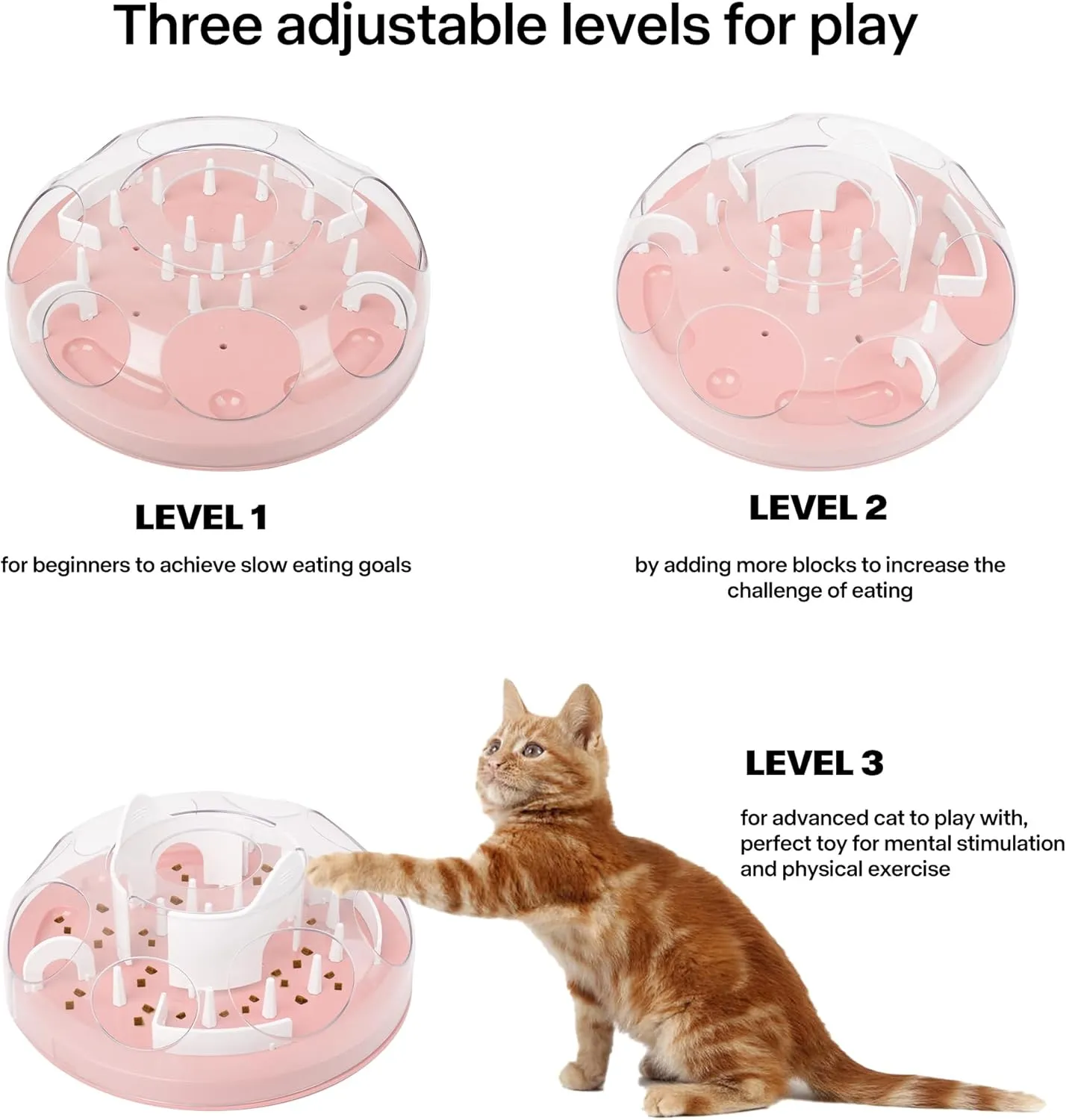 Cat Puzzle Feeder Interactive Enrichment Toys for Indoor Cats Slow Feeder Food Treat Puzzle Cat Stimulation Toys Pink