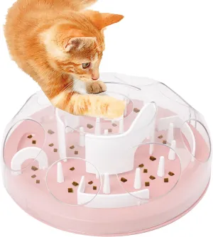 Cat Puzzle Feeder Interactive Enrichment Toys for Indoor Cats Slow Feeder Food Treat Puzzle Cat Stimulation Toys Pink