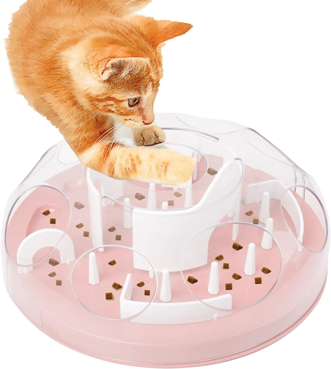 Cat Puzzle Feeder Interactive Enrichment Toys for Indoor Cats Slow Feeder Food Treat Puzzle Cat Stimulation Toys Pink