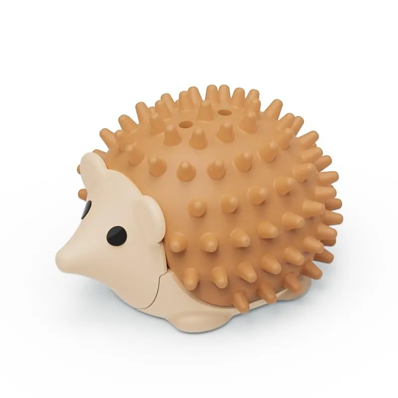 Cat Toy Interactive Hedgehog Grooming Brush with Catnip Ball, Self-Play Scratcher (Coffee color)