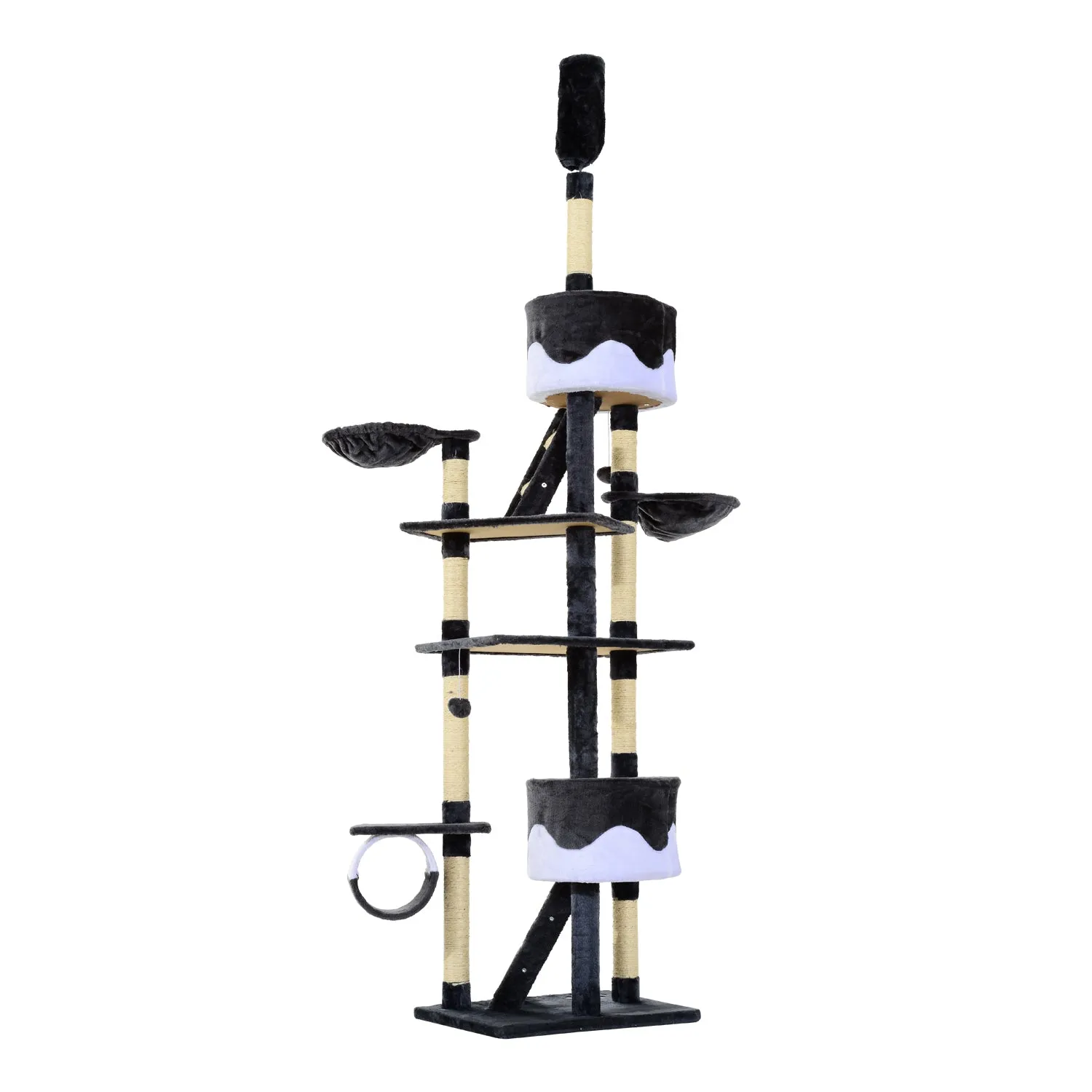Cat Tree Kitten Condo Fun House Adjustable – Grey & White