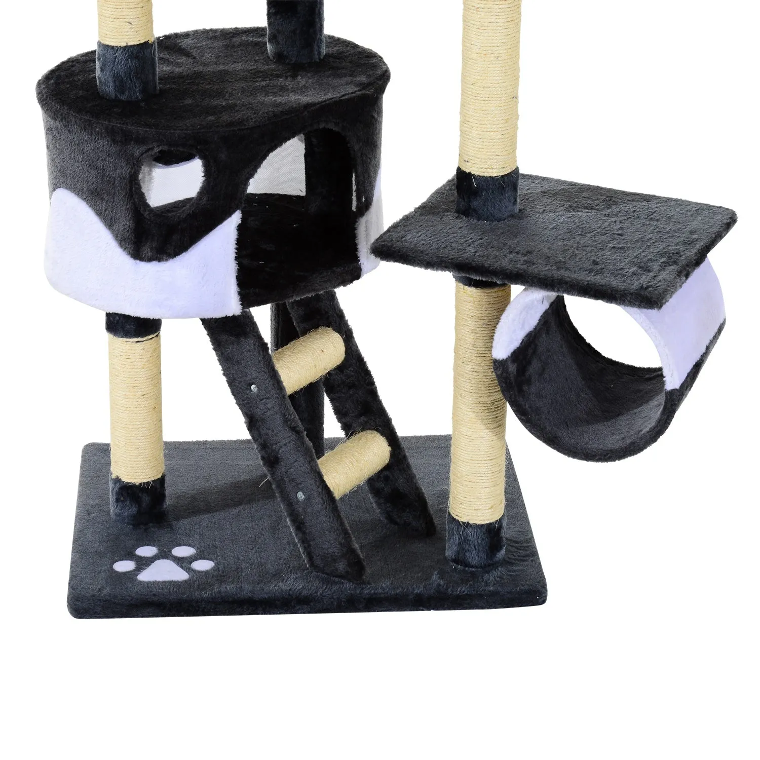 Cat Tree Kitten Condo Fun House Adjustable – Grey & White