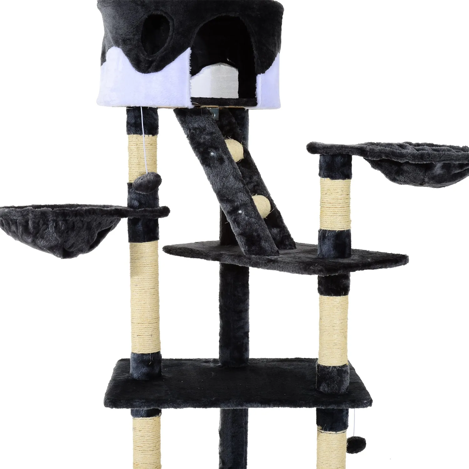 Cat Tree Kitten Condo Fun House Adjustable – Grey & White
