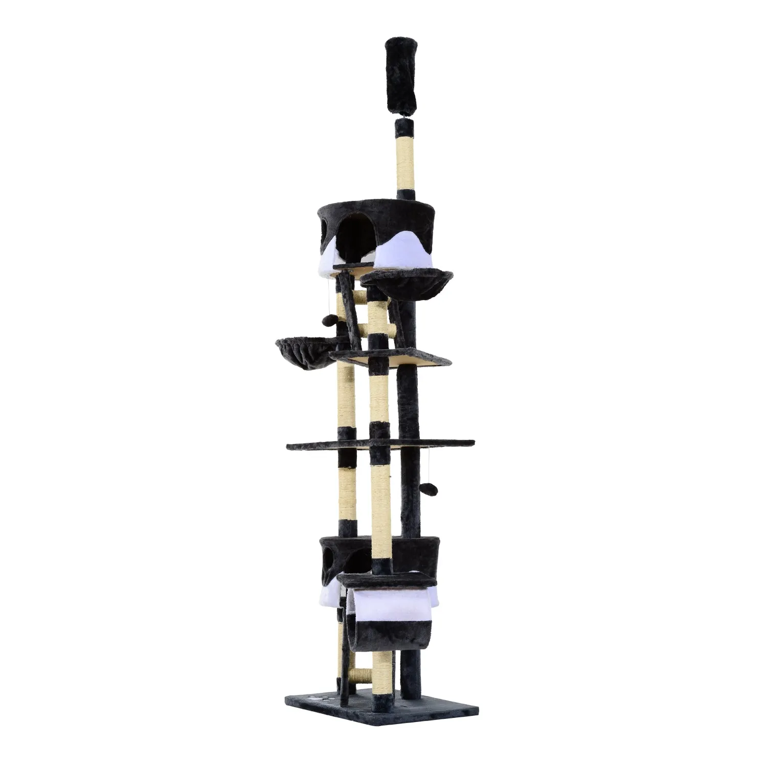 Cat Tree Kitten Condo Fun House Adjustable – Grey & White