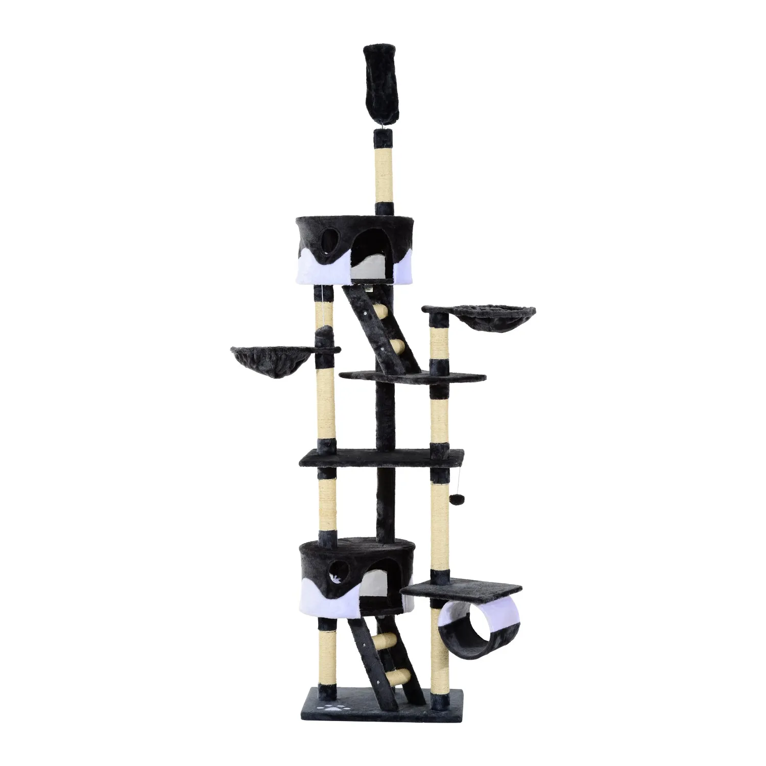 Cat Tree Kitten Condo Fun House Adjustable – Grey & White