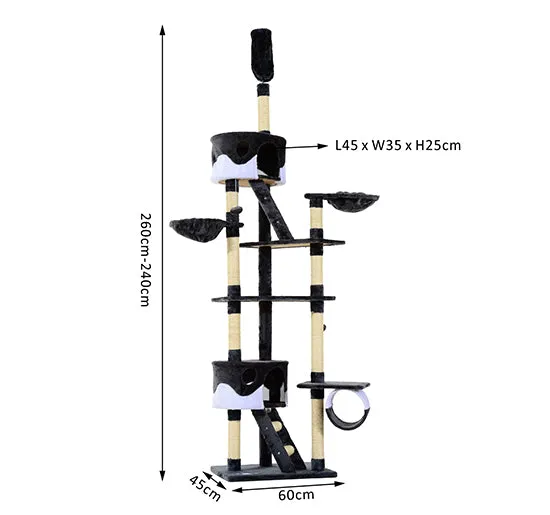 Cat Tree Kitten Condo Fun House Adjustable – Grey & White