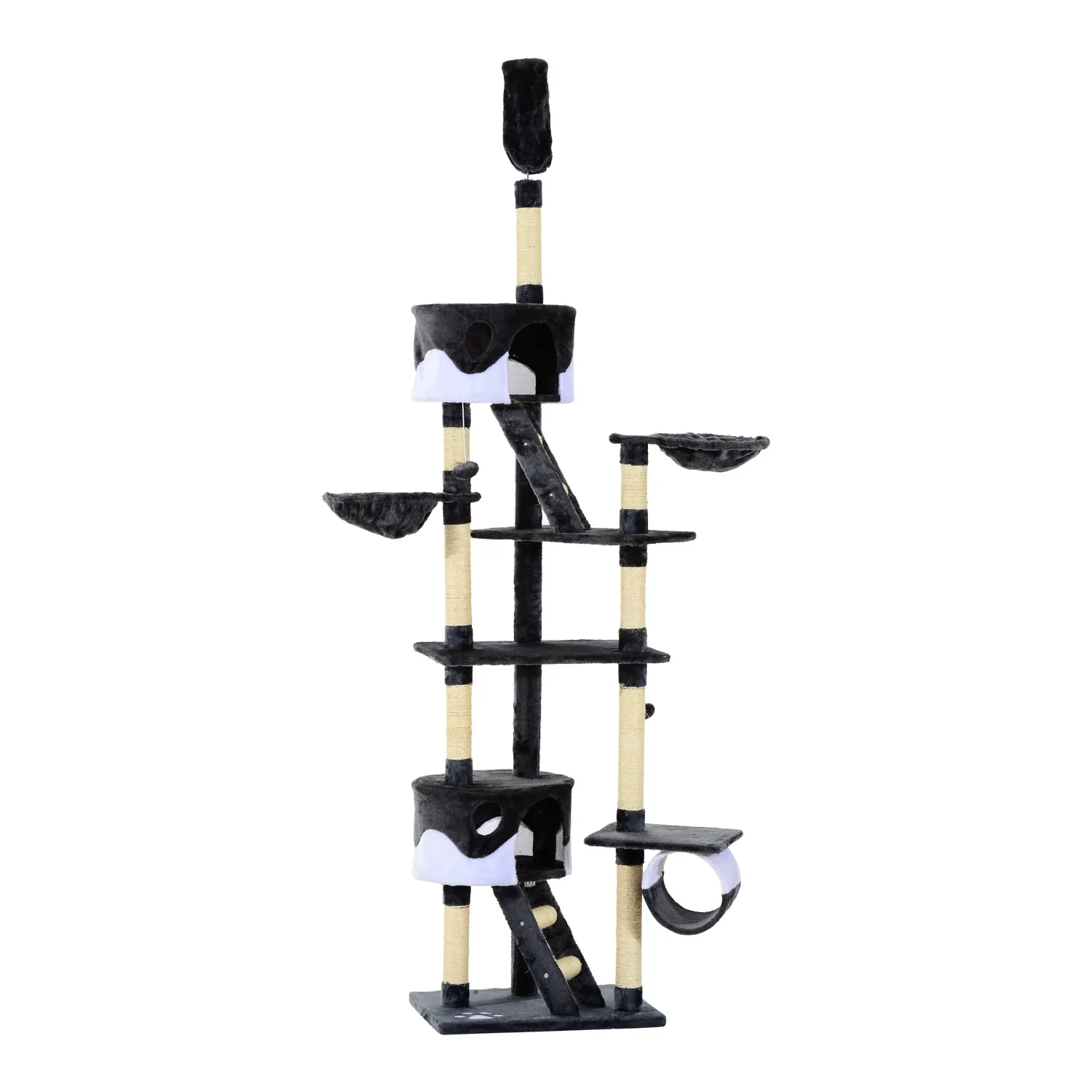 Cat Tree Kitten Condo Fun House Adjustable – Grey & White