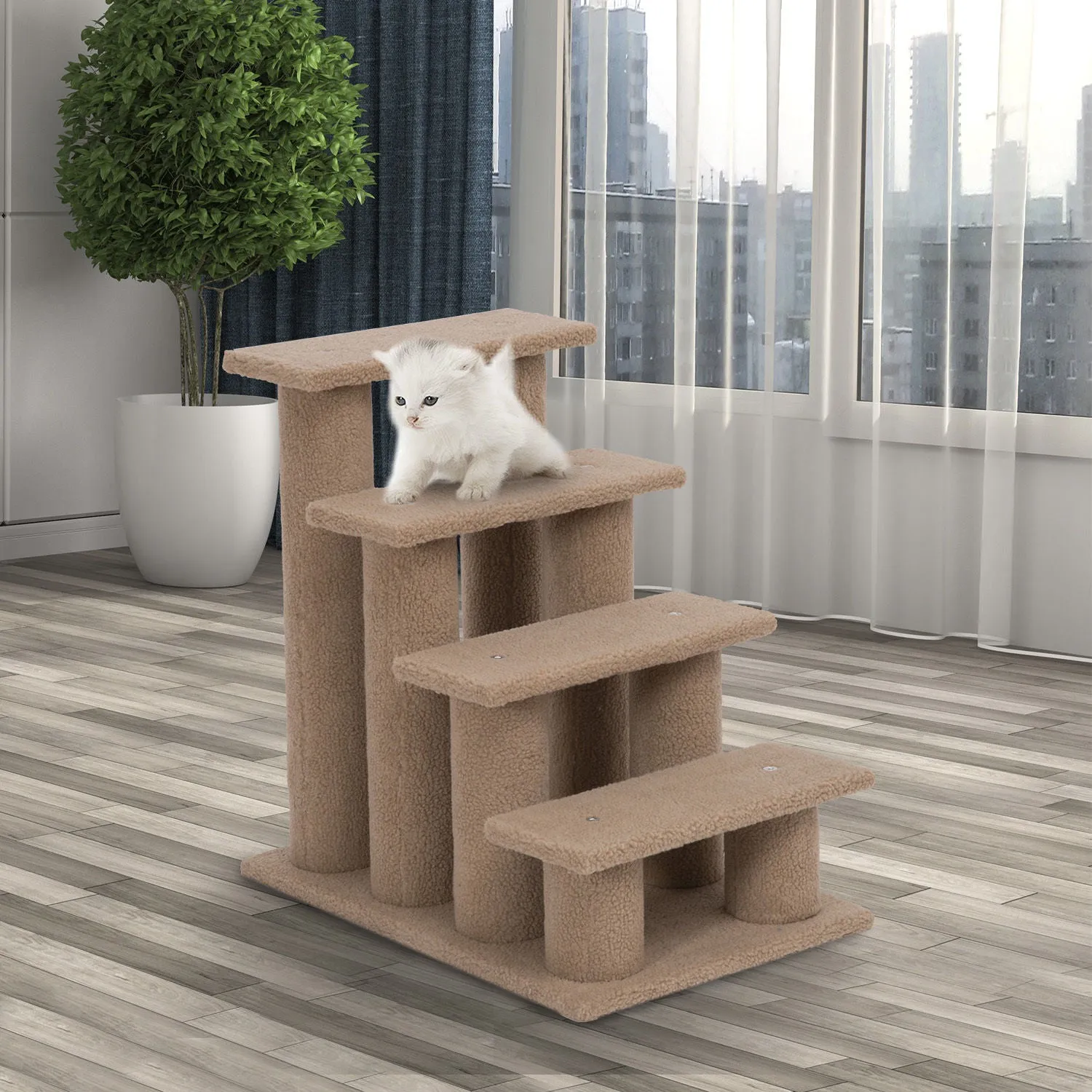 Cat Tree Ladder 63.5L 43W 60H (cm)-Light Brown