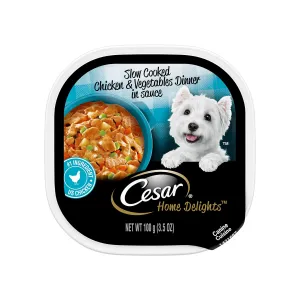 CESAR HOME DELIGHTS Chicken & Vegetables Dinner in Sauce, 3.5 oz, 24 Count