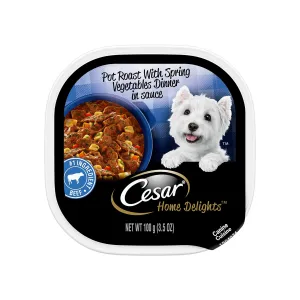 CESAR HOME DELIGHTS Pot Roast with Spring Vegetables Dinner in Sauce, 3.5 oz, 24 Count
