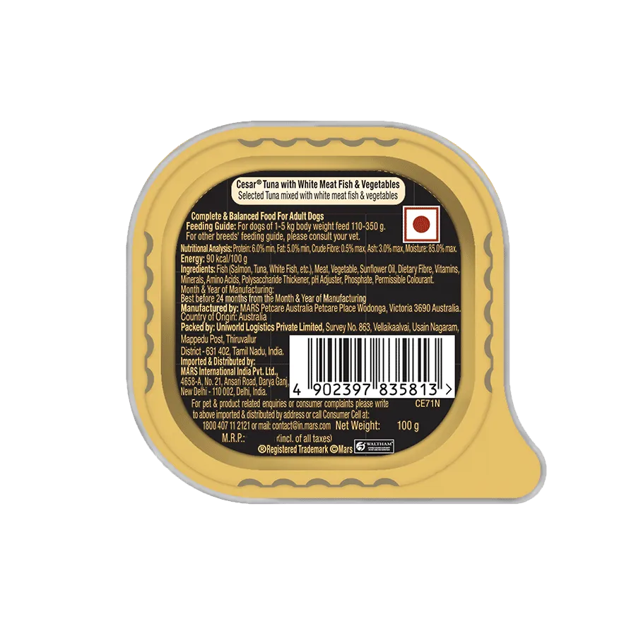 Cesar Tuna with White Meat Fish & Vegetables Adult Dog Wet Food