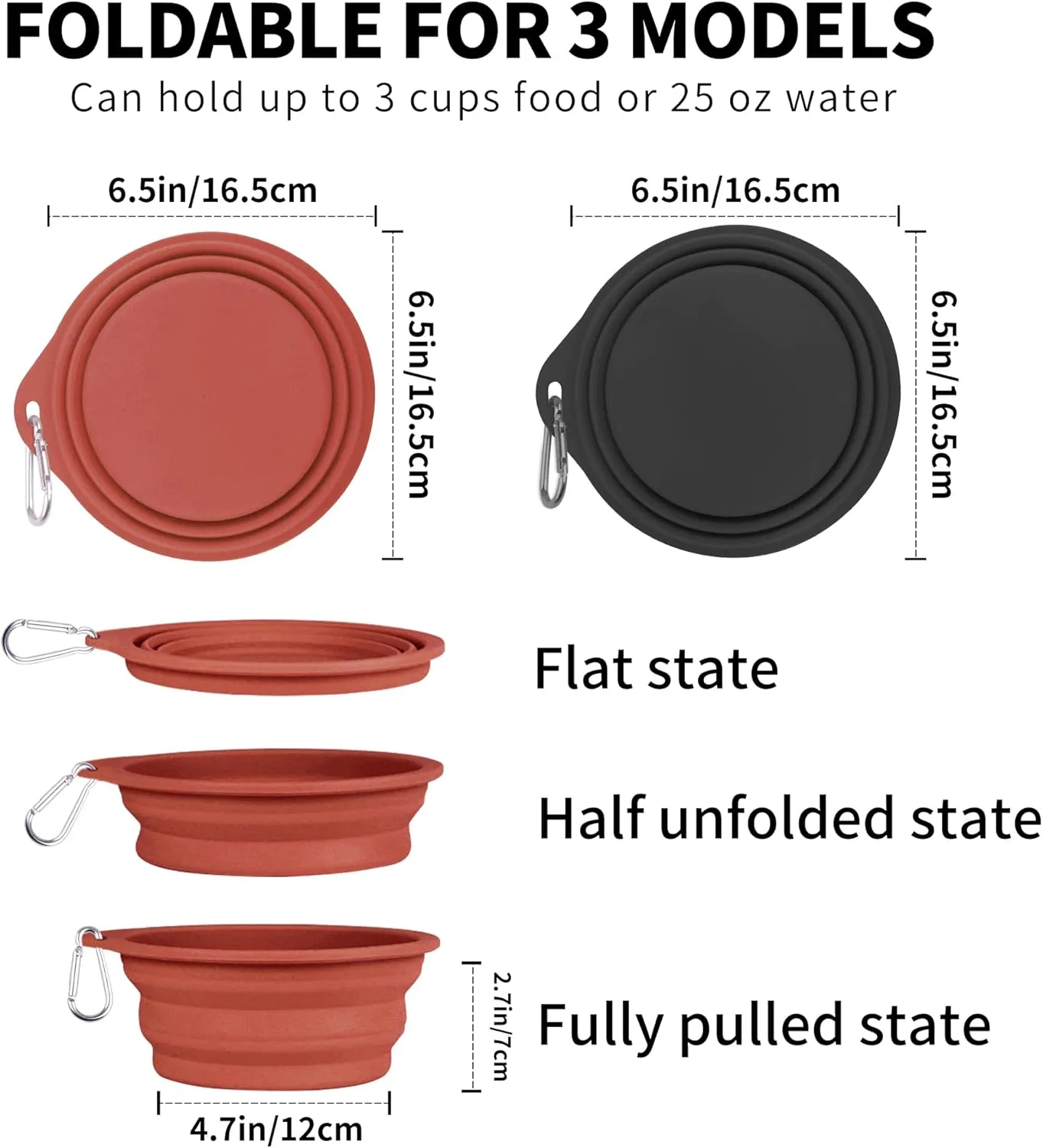COOYOO Collapsible Dog Bowls 700ML,2 Pack Portable Collapsible Dog Water Bowls for Cats Dogs,Pet Foldable Feeding Watering Dish for Traveling Camping Walking with 2 Carabiners