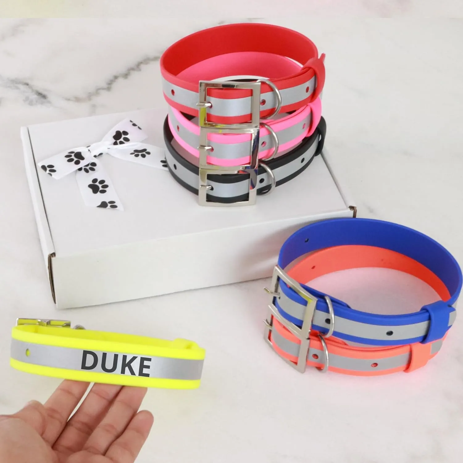 Custom Name Reflective Dog Collar For Small Medium Large Dogs 7-27 Neck Cisrcunference Biotahane Extra Durable Resistant Material Up Puppy Collars For Dogs ID Customizable Customized With Name Heavy Duty (6-Red, Medium (M))