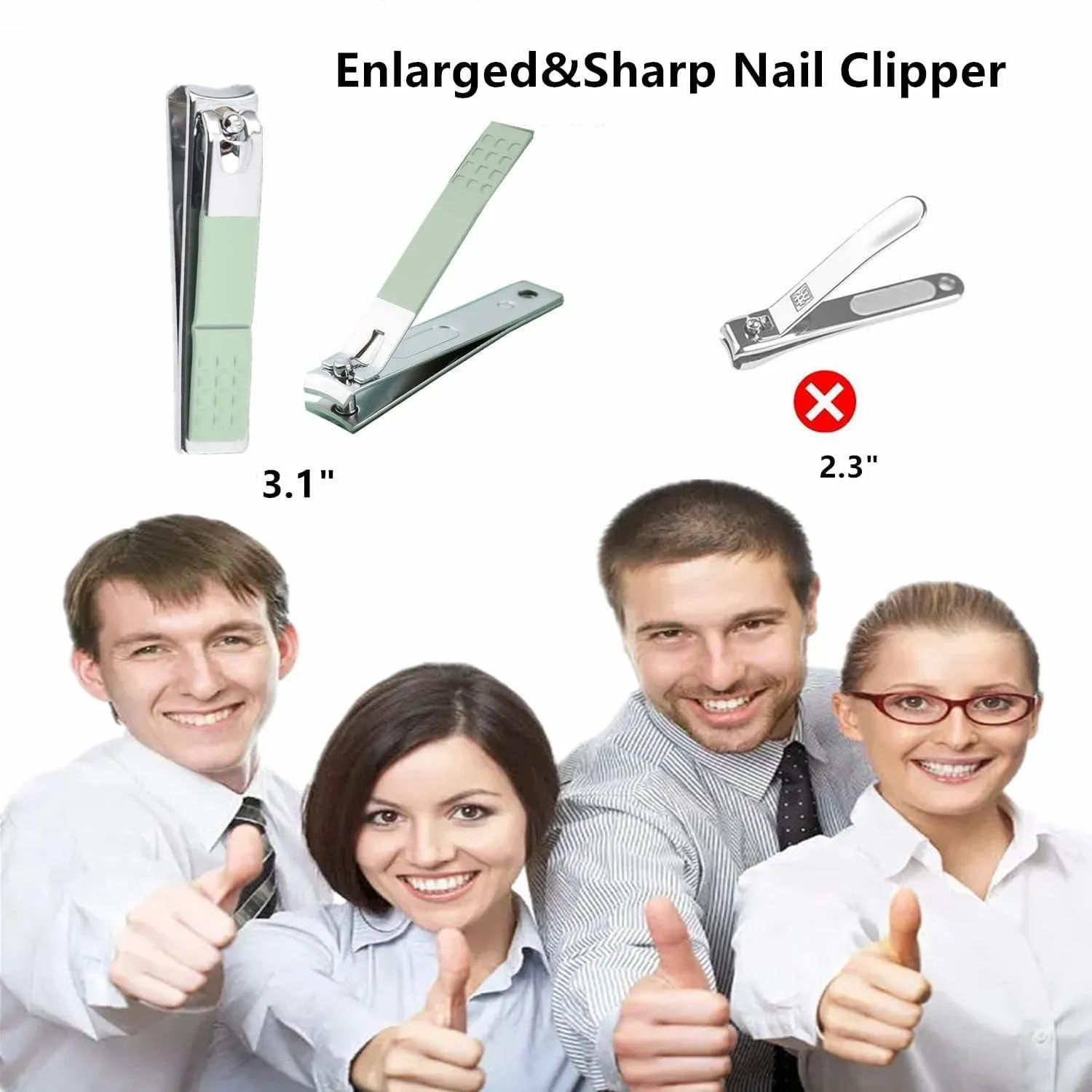 Deluxe 7-Piece Green Manicure & Pedicure Set - Perfect Grooming Gift for All in Portable Case