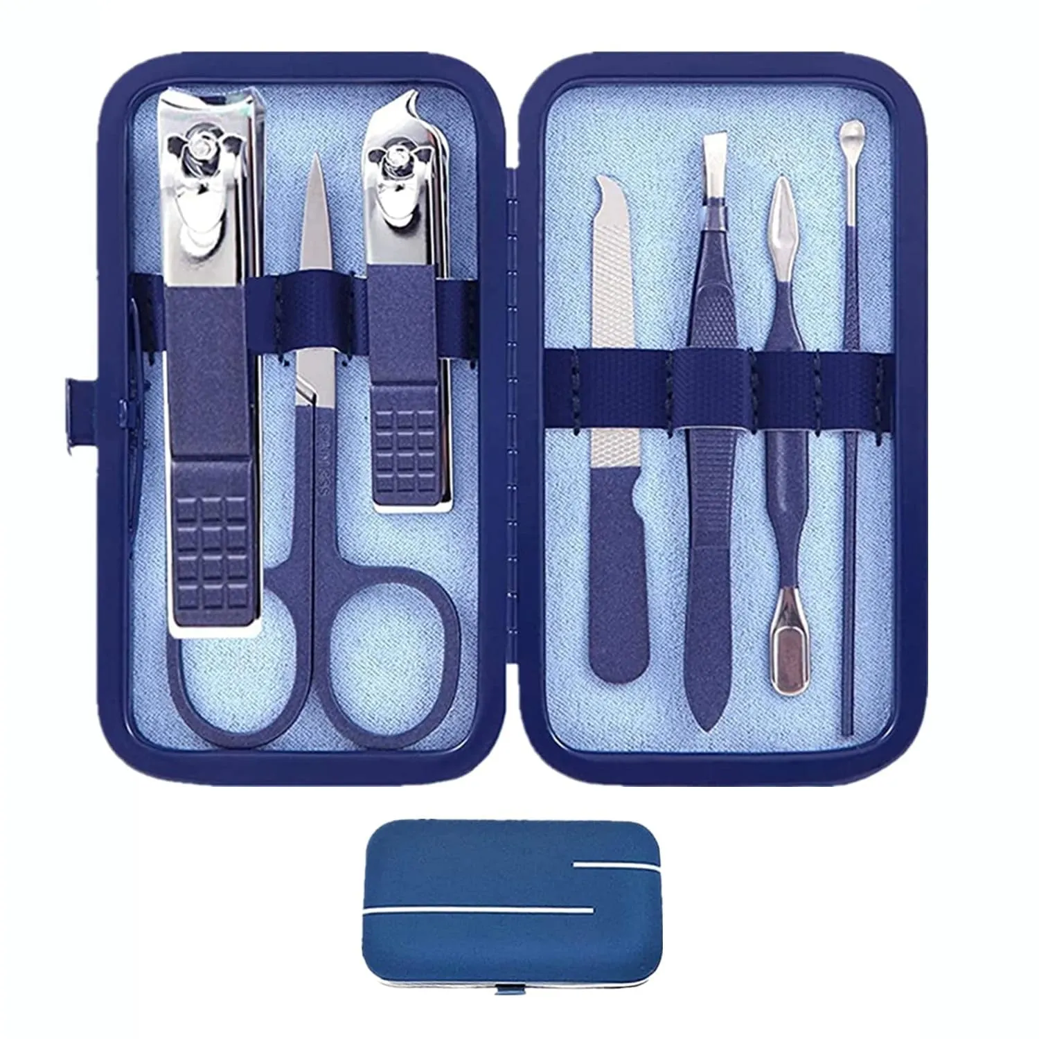 Deluxe 7-Piece Green Manicure & Pedicure Set - Perfect Grooming Gift for All in Portable Case