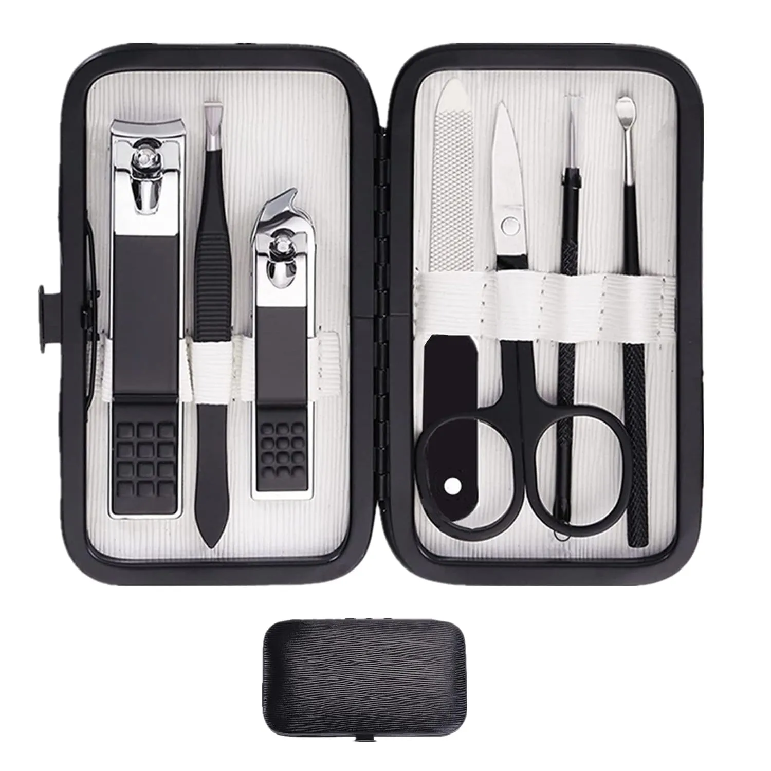 Deluxe 7-Piece Green Manicure & Pedicure Set - Perfect Grooming Gift for All in Portable Case