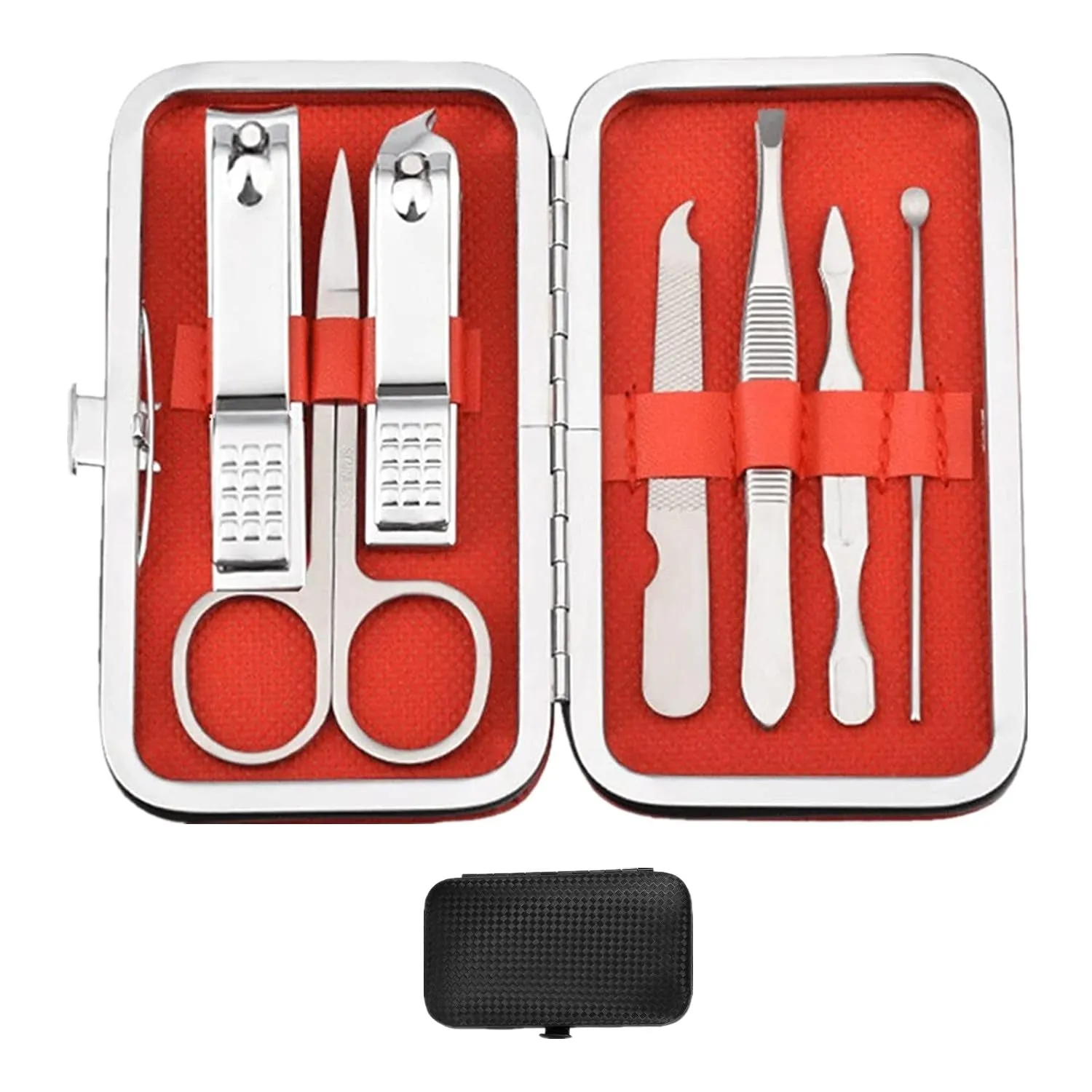 Deluxe 7-Piece Green Manicure & Pedicure Set - Perfect Grooming Gift for All in Portable Case