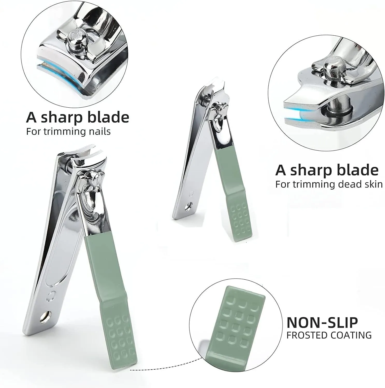 Deluxe 7-Piece Green Manicure & Pedicure Set - Perfect Grooming Gift for All in Portable Case