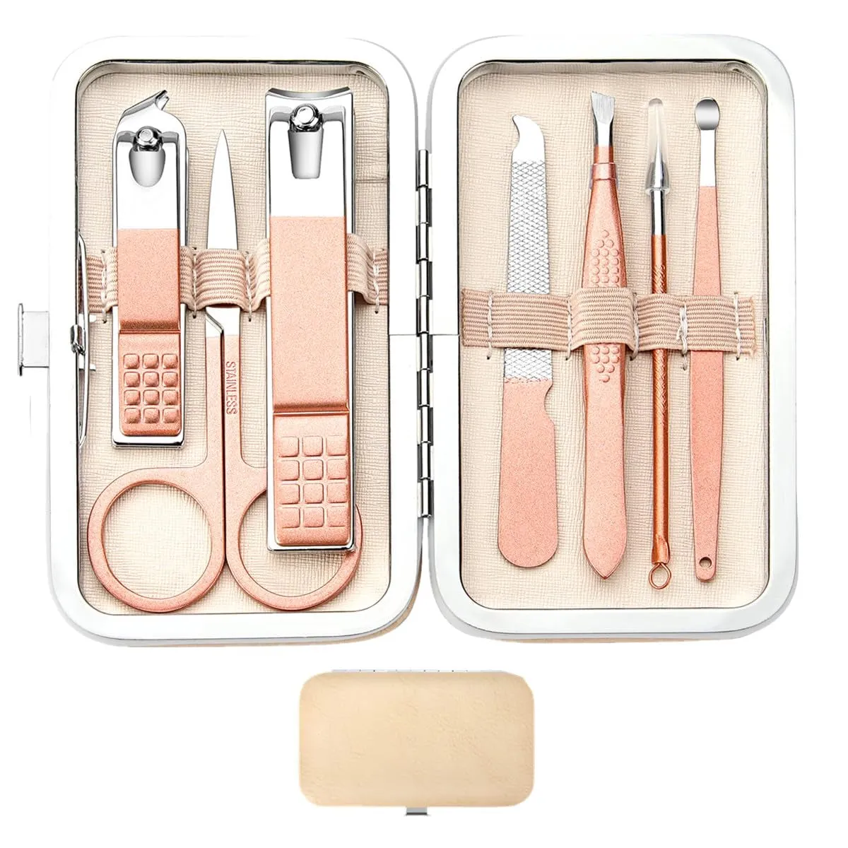 Deluxe 7-Piece Green Manicure & Pedicure Set - Perfect Grooming Gift for All in Portable Case