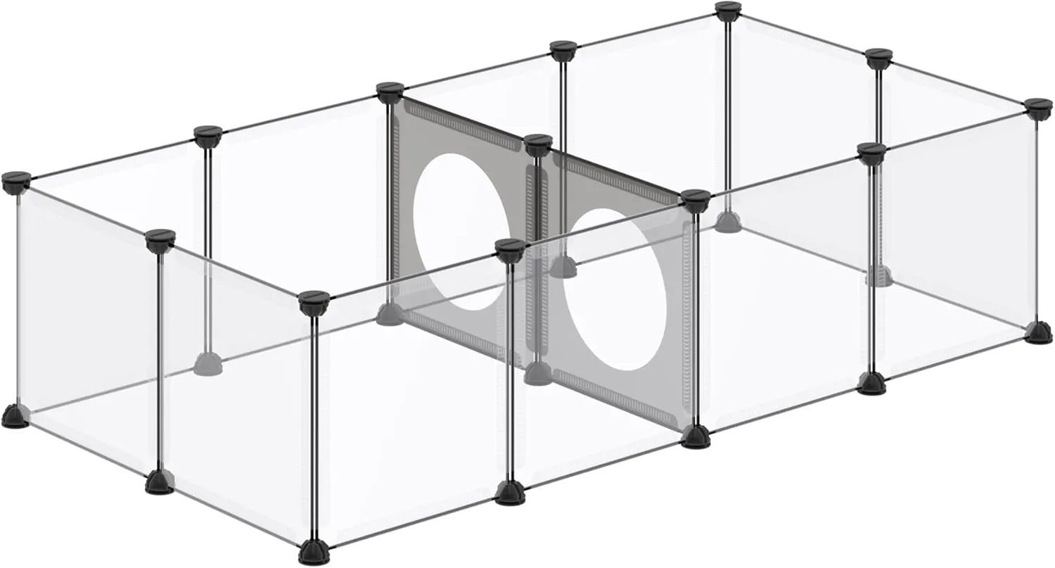 DINMO Pet Playpen, Small Animal Playpen Indoor, Exercise Fence, Interesting Game Holes Design for Small Animals, Hamsters, Rabbits, Hedgehogs, Ferrets, DIY, Expanded, Portable