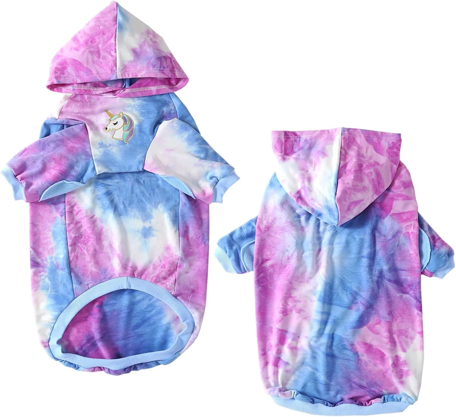 Dog Cotton Tie dye Hoodie Blue Pullover Sweatshirts Soft and Stretch Pets Clothes Hooded for Large Dogs(Blue XL)