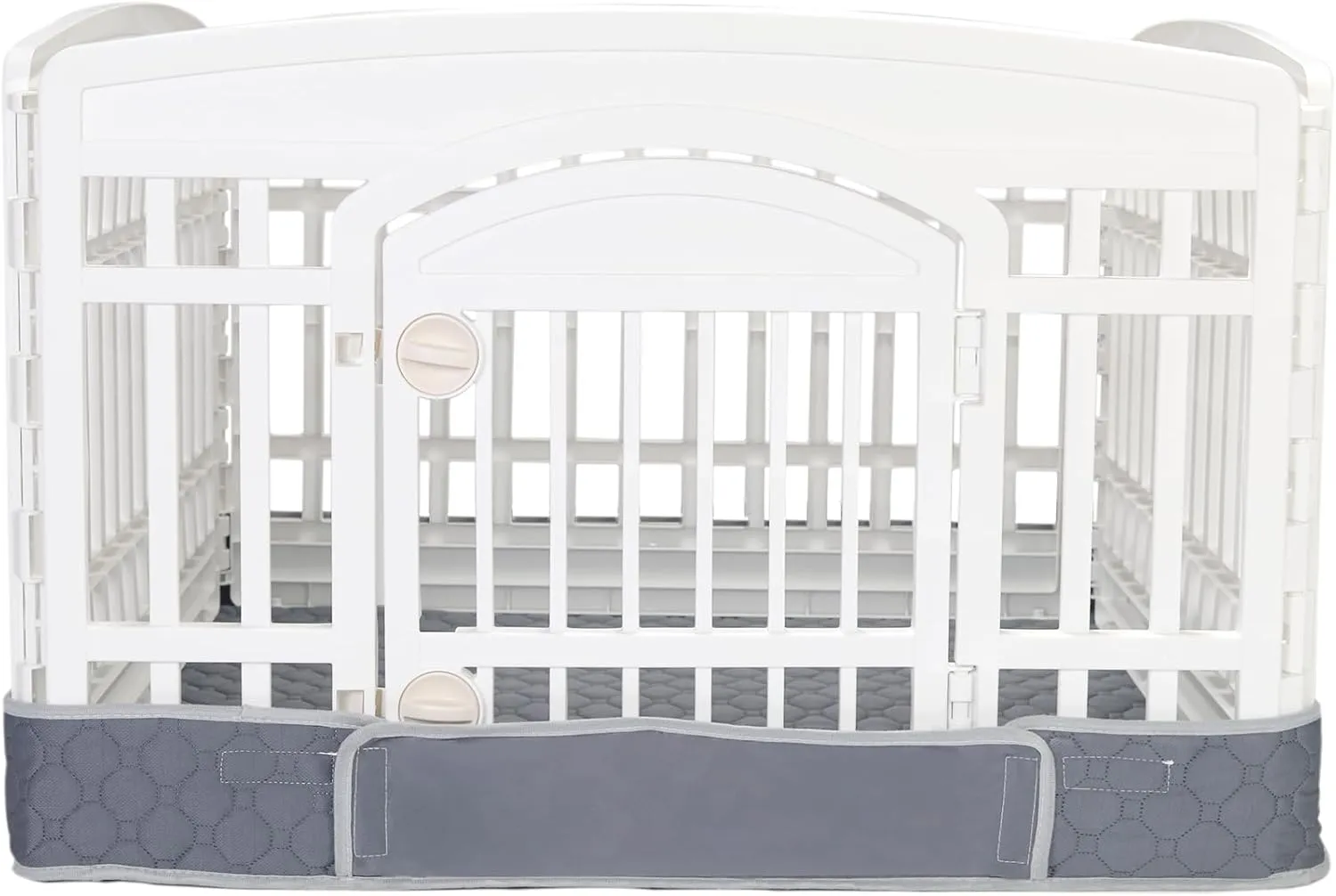Dog Playpen Bottom Pad Mat for 36" 4-Panel Playpens - Scratch & Chew-Resistant Puppy Pen Floor Mat with Hook & Loop Fasteners, Waterproof & Leakproof, Non-Slip (Gray) (Playpen Not Included)