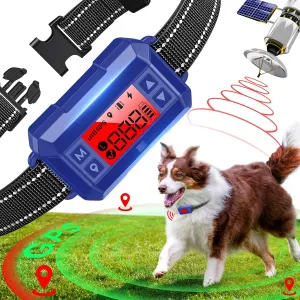 Electric Fence for Dogs, Wireless Dog Fence GPS Dog Collar Fence System Waterproof Adjustable Warning Strength Radius 33-999 Yards Rechargeable Smart Pet Containment System for Dogs(Blue)