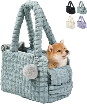 ETIAL Lightweight Pet Tote Bag Carrier, Outdoor Travel Sling Carrier Bag with Secure Harness Clip, Hand-Free Mesh Top Puppies Purse Carrier for Cat and Small Dog, Max 15 lbs (Green)