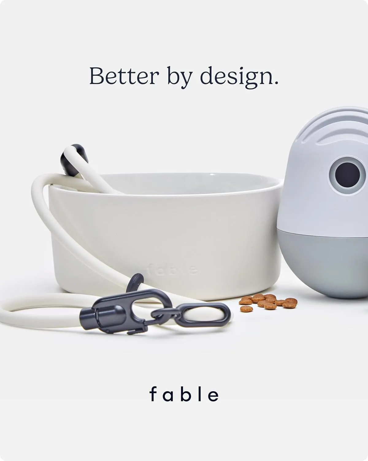 FABLE Weighted Ceramic Dog Bowl - Dual Textured, Modern Water and Food Bowl - Prevents Sliding - Food-Safe for Puppies - Tofu - M/L/XL