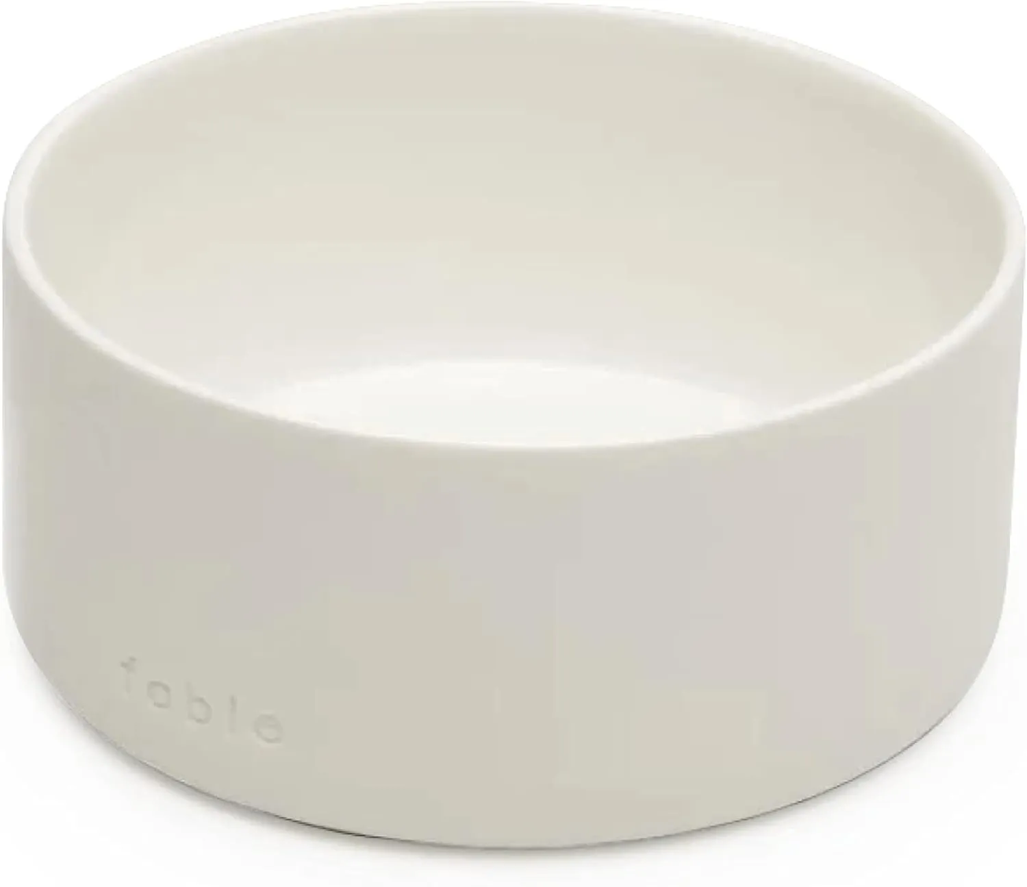 FABLE Weighted Ceramic Dog Bowl - Dual Textured, Modern Water and Food Bowl - Prevents Sliding - Food-Safe for Puppies - Tofu - M/L/XL