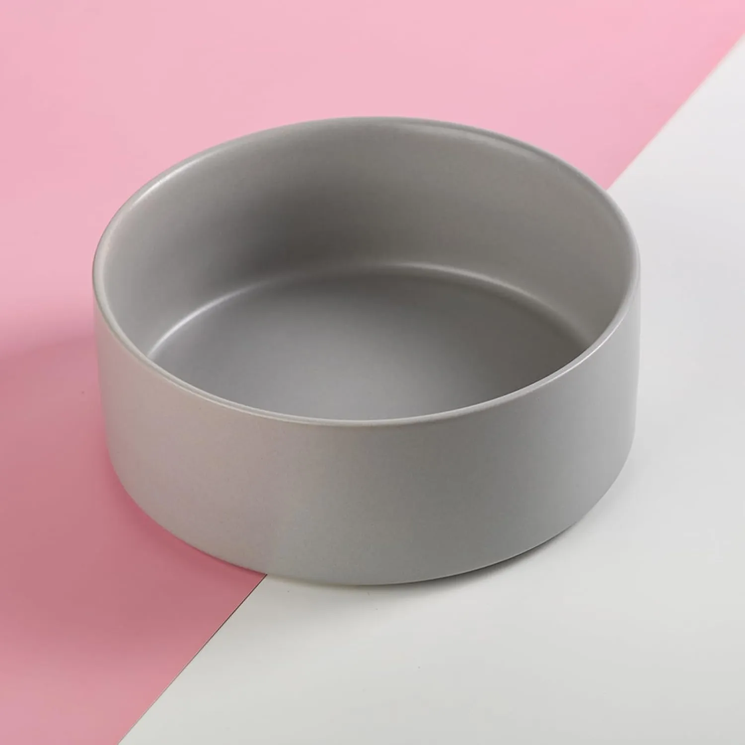 Grey 8 in Dog Bowl Ceramic for Medium Large Sized Breed,Retrievers,7.6 Cups Non Slip Heavy Wighted Dog Food Water Dish,Durable Big Pet Bowl