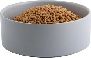 Grey 8 in Dog Bowl Ceramic for Medium Large Sized Breed,Retrievers,7.6 Cups Non Slip Heavy Wighted Dog Food Water Dish,Durable Big Pet Bowl